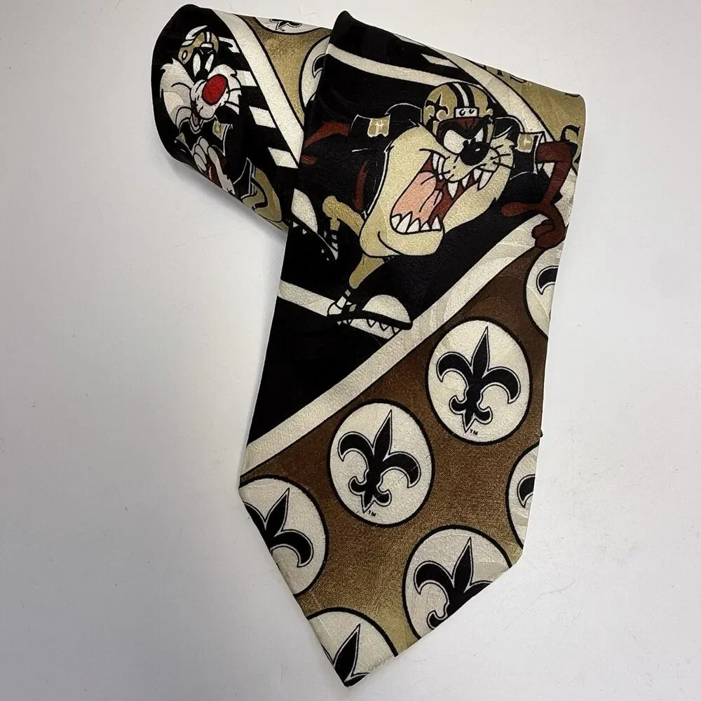 Vintage 1993 New Orleans Saints Looney Tunes 100% Silk Neck Tie
